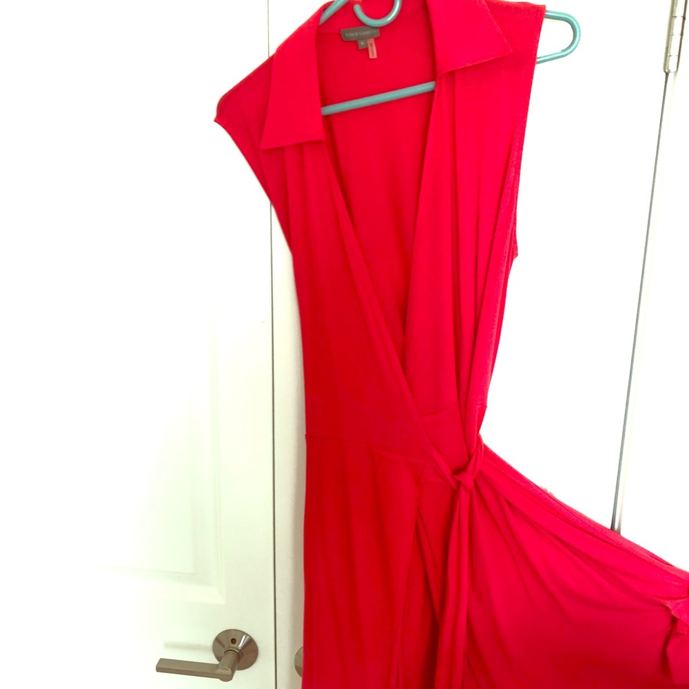 Bright red wrap dress